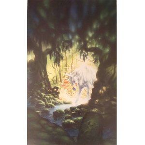 Unicorn & Little Girl Fantasy Fine Art Print Picture 15"x9.5"